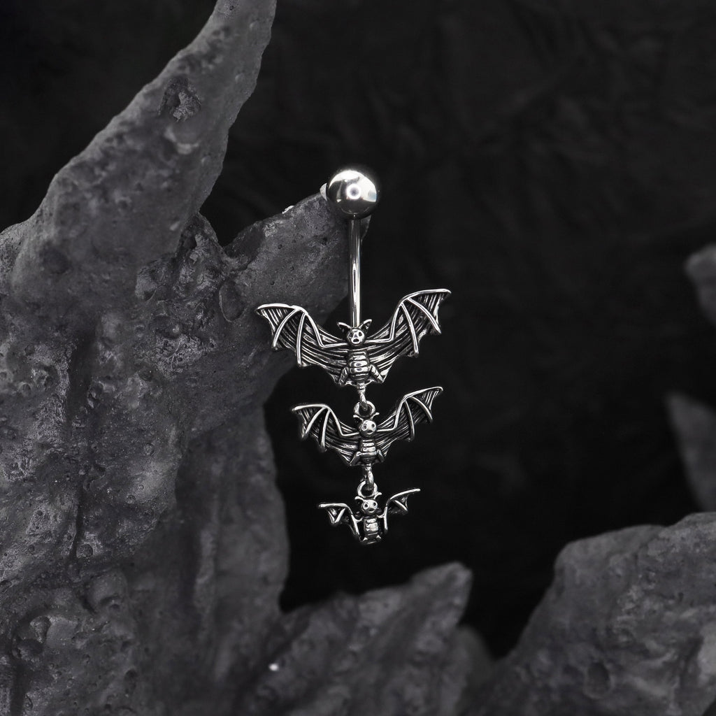 Triple Bat Design Navel Ring - Triple Bat Design Navel Ring - Default Title by CRUXJEWELRY