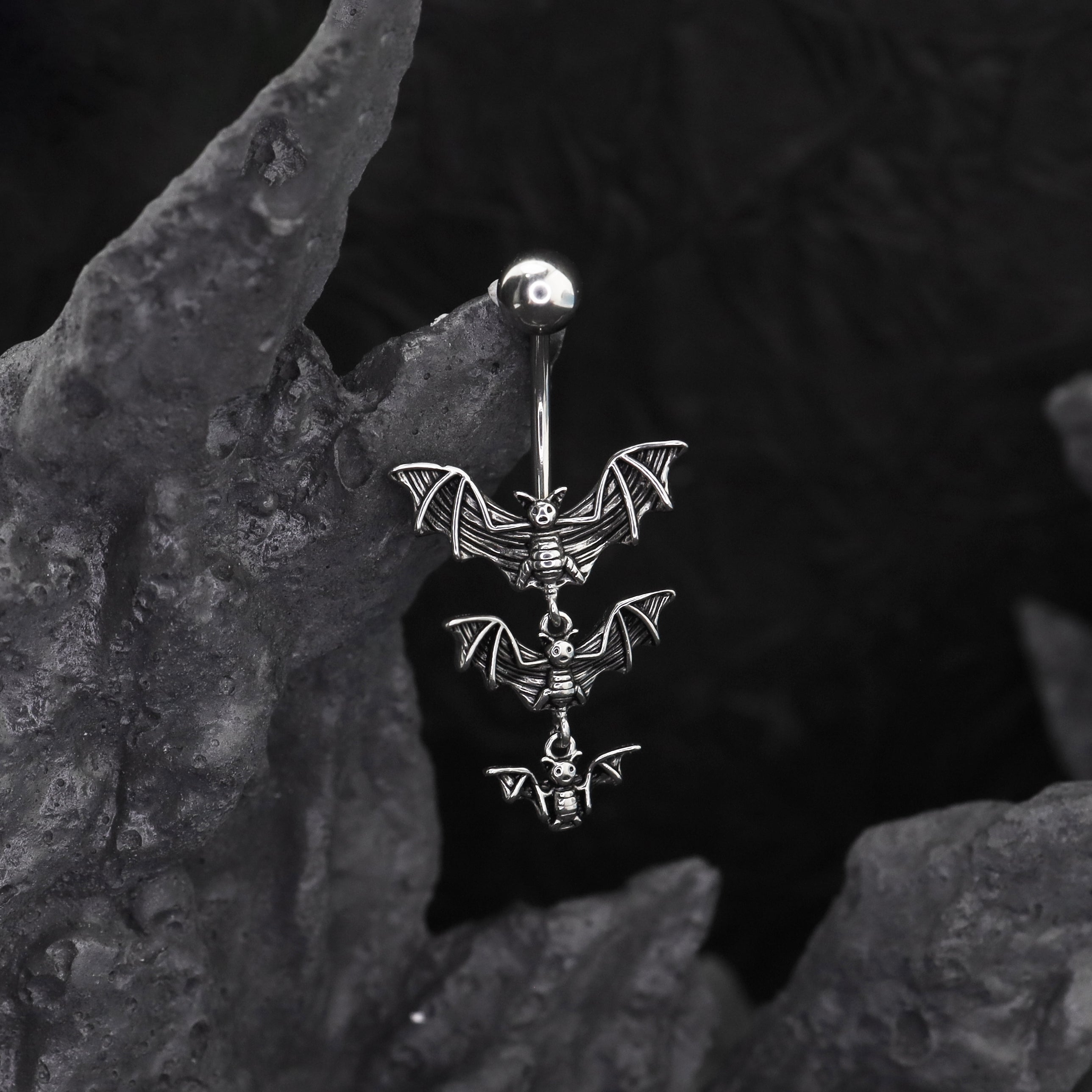 Triple Bat Design Navel Ring - Triple Bat Design Navel Ring - Default Title by CRUXJEWELRY