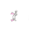 Pink CZ Bow white-gold-plated copper Ear Stud - Pink CZ Bow white-gold-plated copper Ear Stud - Single by CRUXJEWELRY
