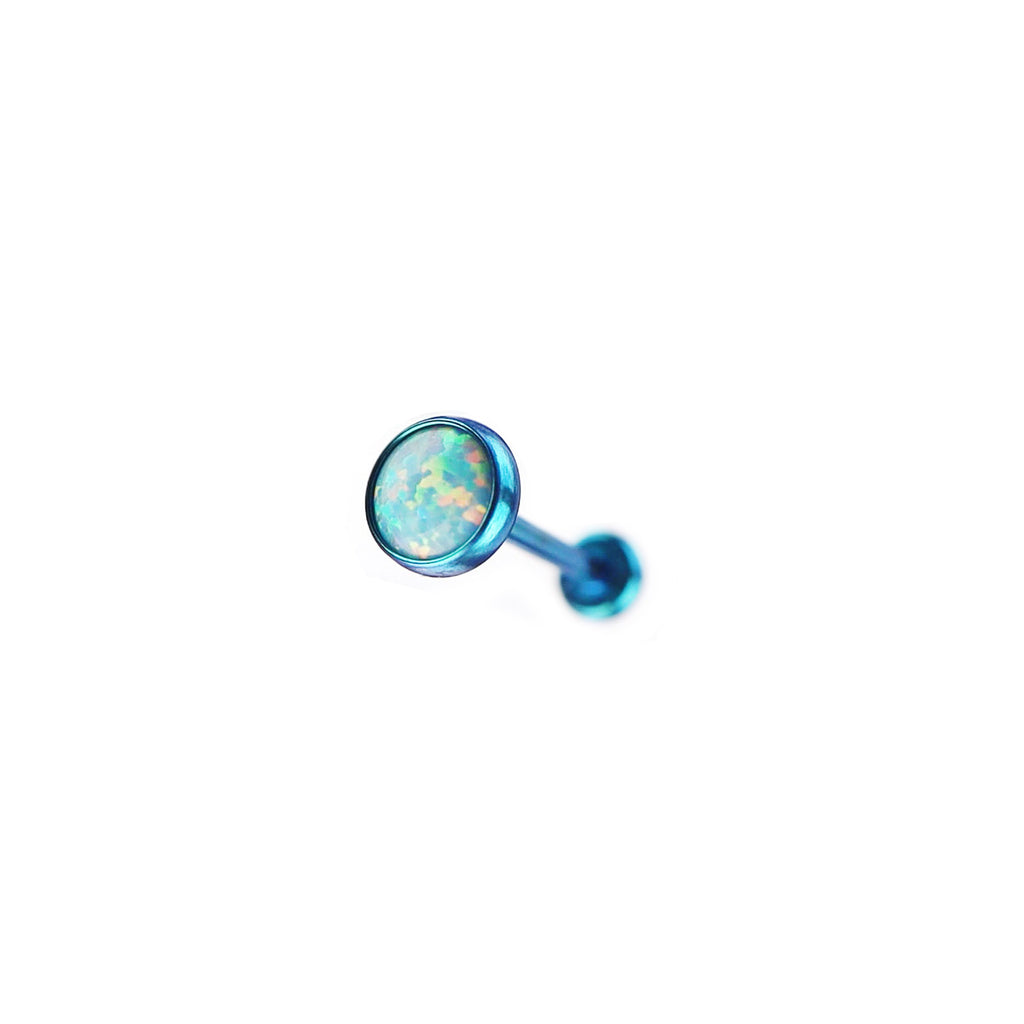 Opal Basic Titanium Threadless Pin - Opal Basic Titanium Threadless Pin - Maldives Green / 0.8mm/20G / 6mm by CRUXJEWELRY