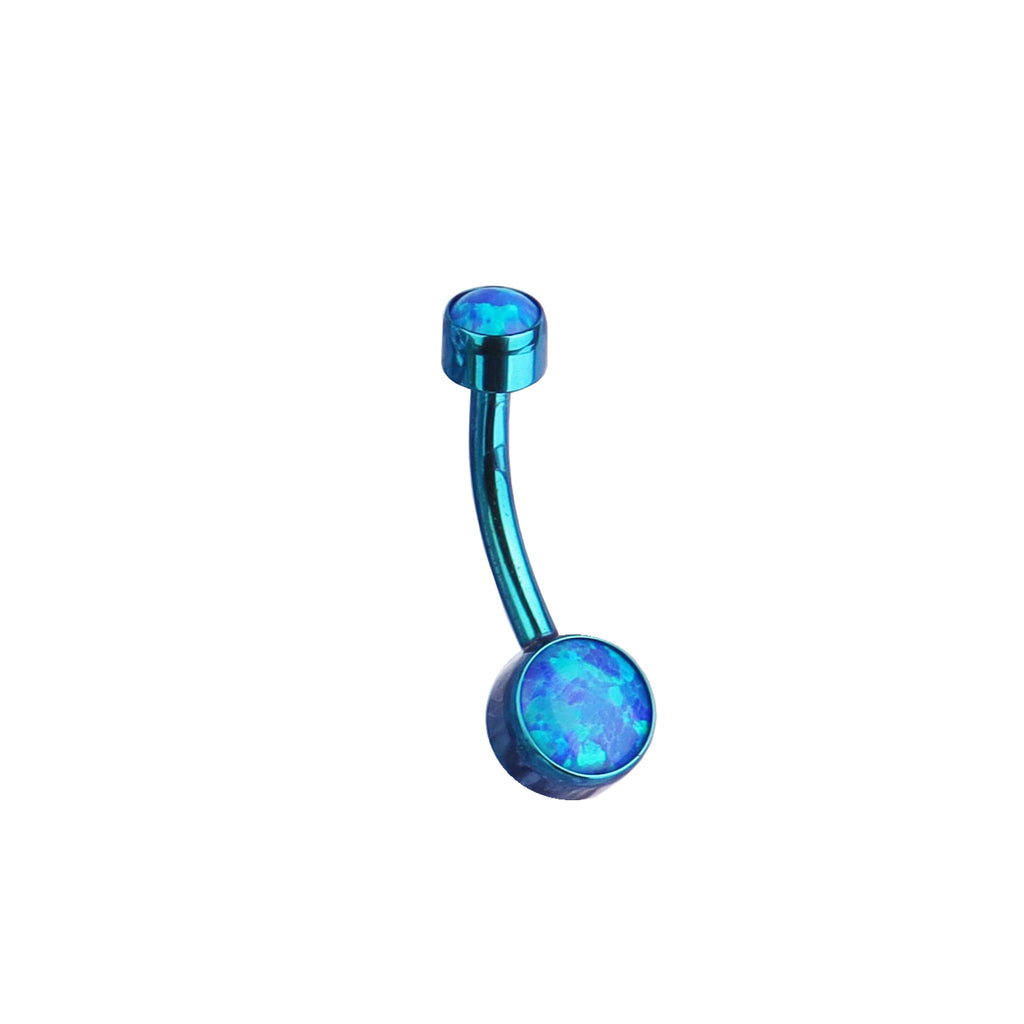 Opal internally threaded Titanium Belly Ring - Opal internally threaded Titanium Belly Ring - Ocean Blue by CRUXJEWELRY