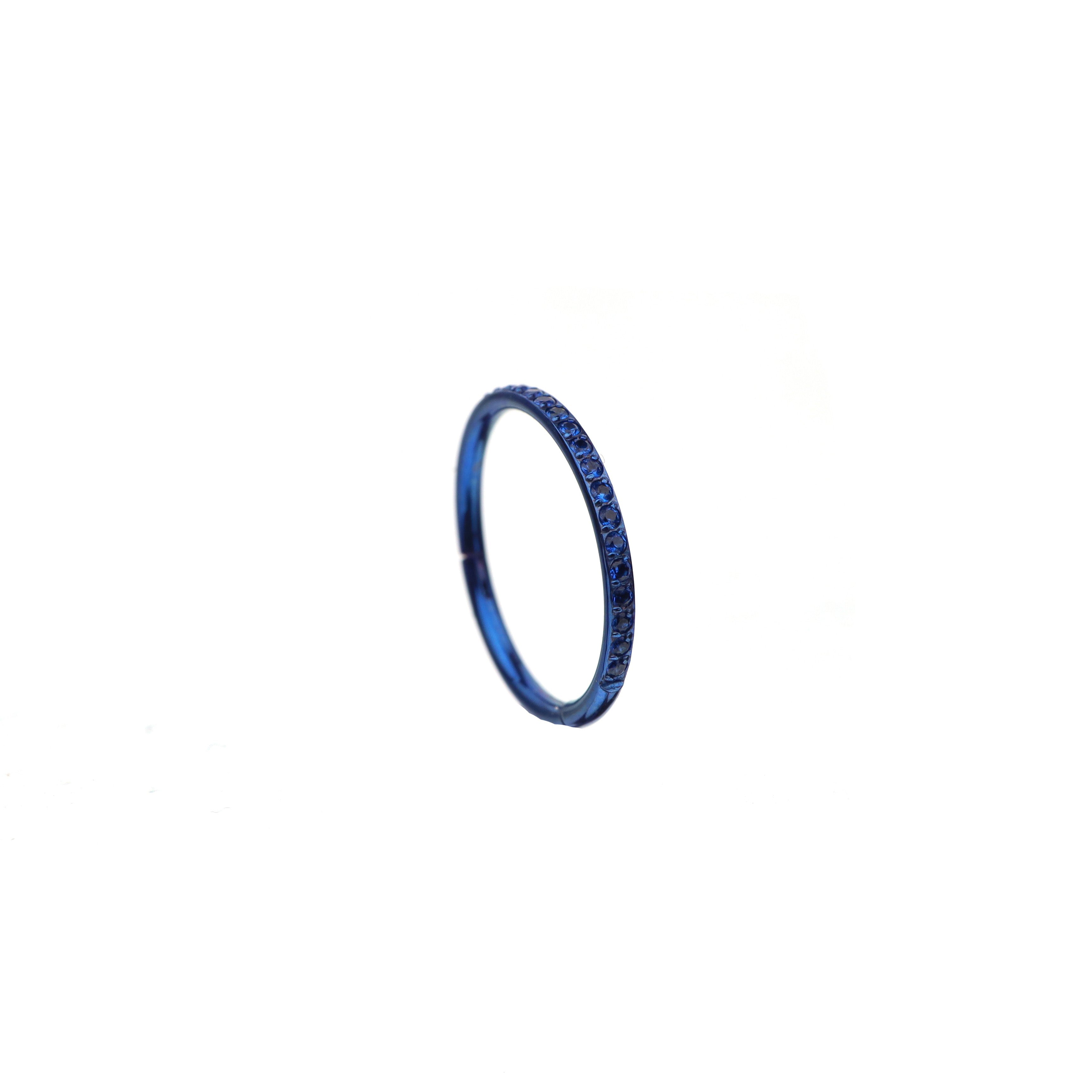 16G CZ Titanium Clicker Nose Ring - 16G CZ Titanium Clicker Nose Ring - Deep Blue / 8mm by CRUXJEWELRY