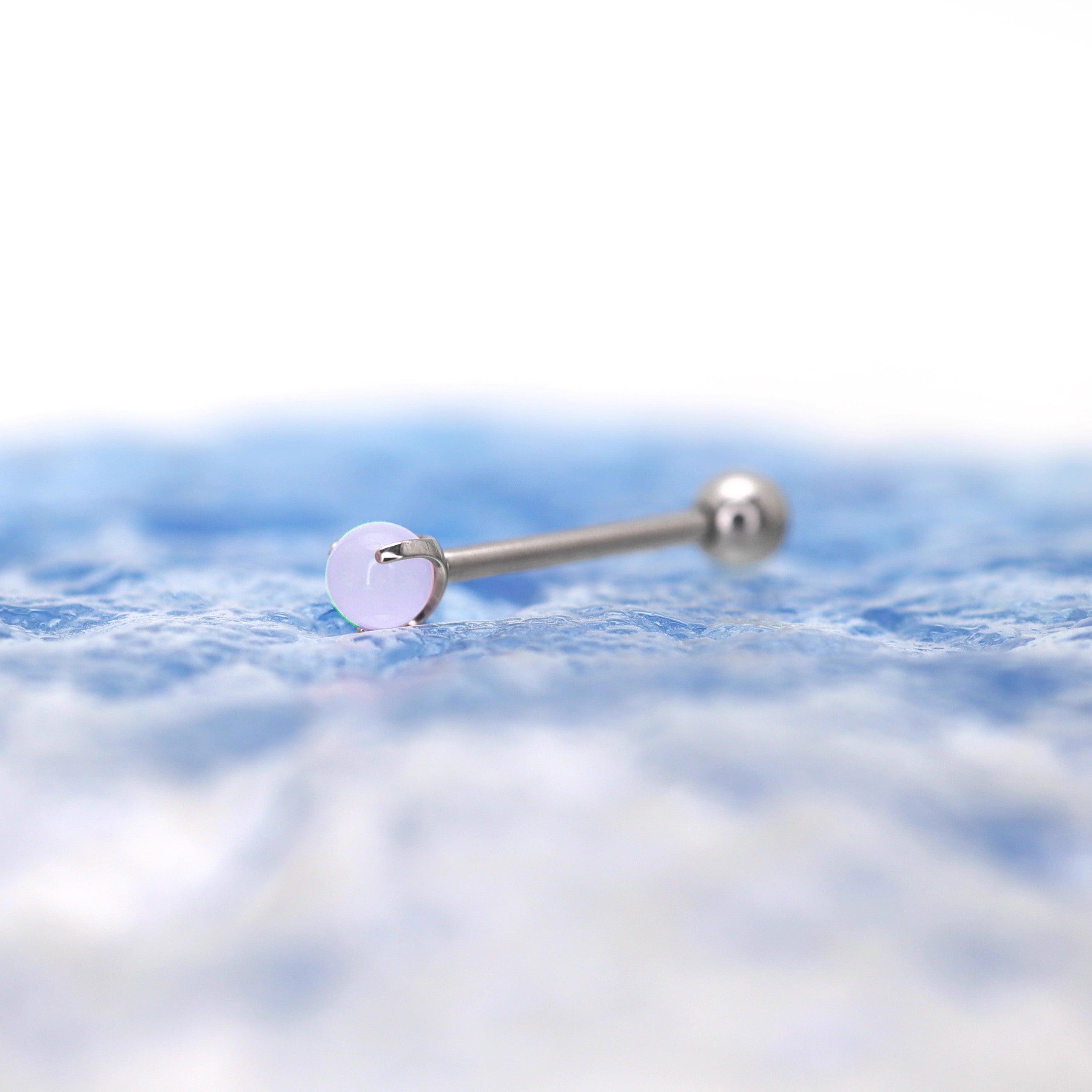 14G Titanium CZ Internally Threaded Barbell - 14G Titanium CZ Internally Threaded Barbell - Purple Jade / 4mm by CRUXJEWELRY