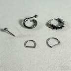 Heavy Metal Skeleton Ear Stack | Rock Hand, Tentacle & Spiked Skull Earrings Set