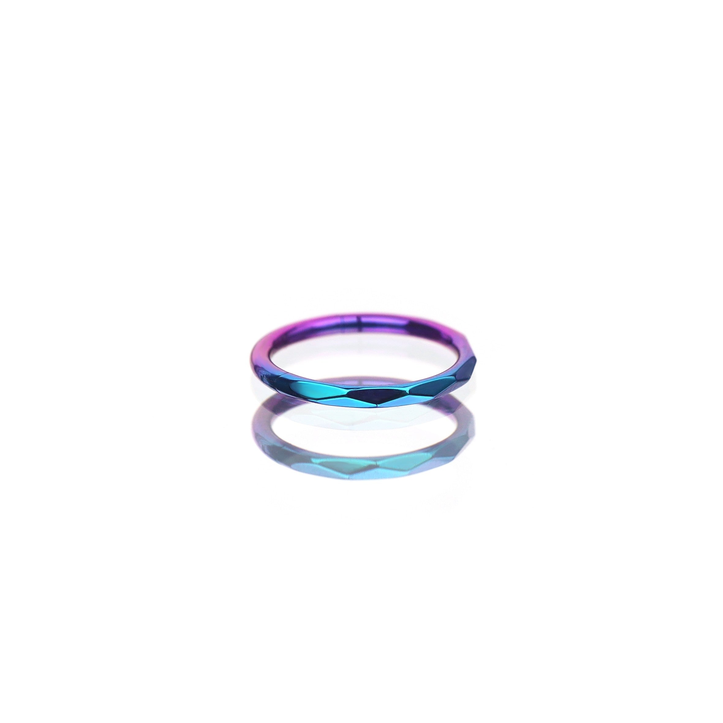 Engraved Wavy Titanium Segment Hoop - Engraved Wavy Titanium Segment Hoop - Purple-Blue Gradient by CRUXJEWELRY