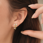 Pair Of Dainty Silver Bow Dangle Stud - Fairycore Cartilage & Helix Earring - Crux Jewelry product image 3