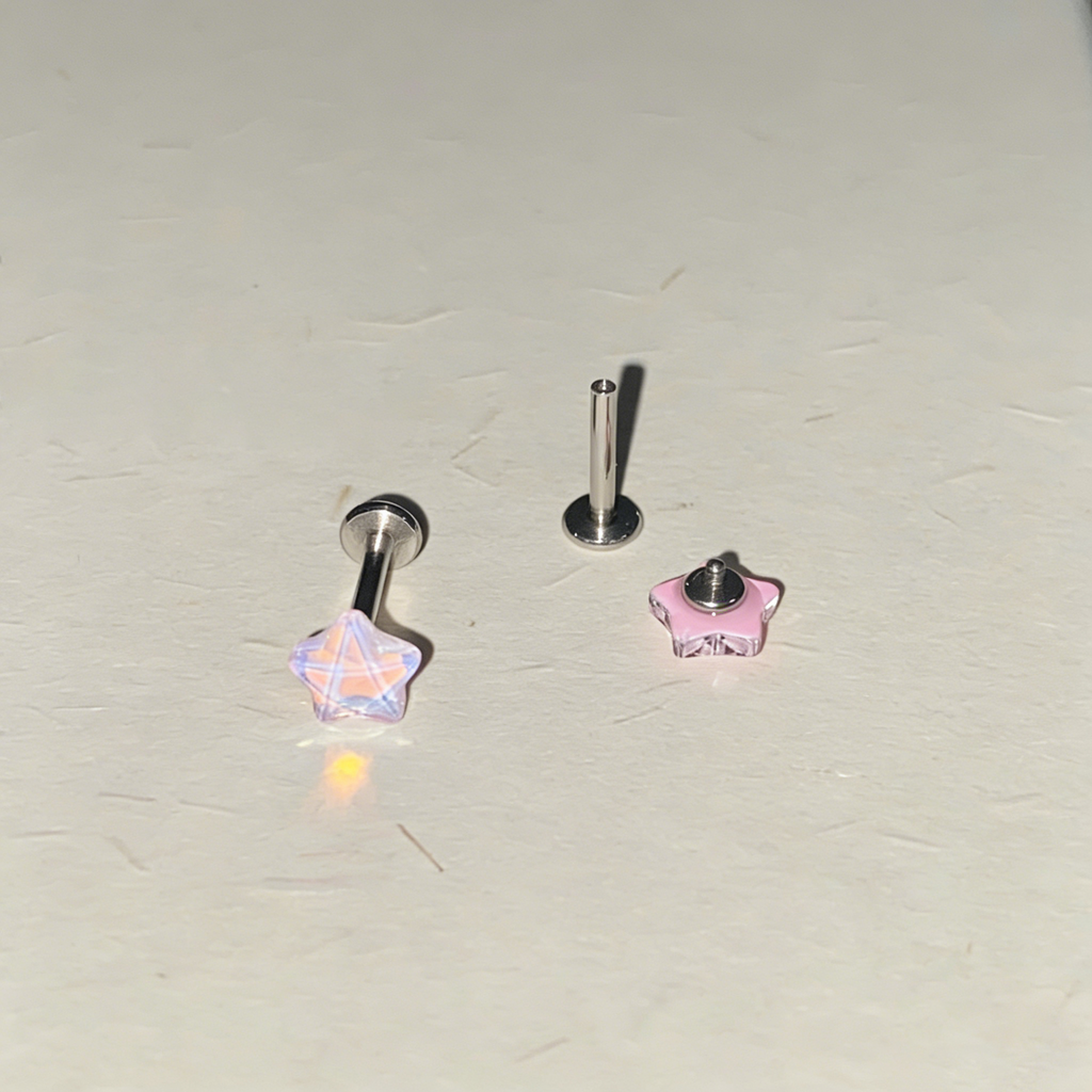 Cute Bubbly Star Titanium Labret Stud - Implant Grade Cartilage & Lip Piercing