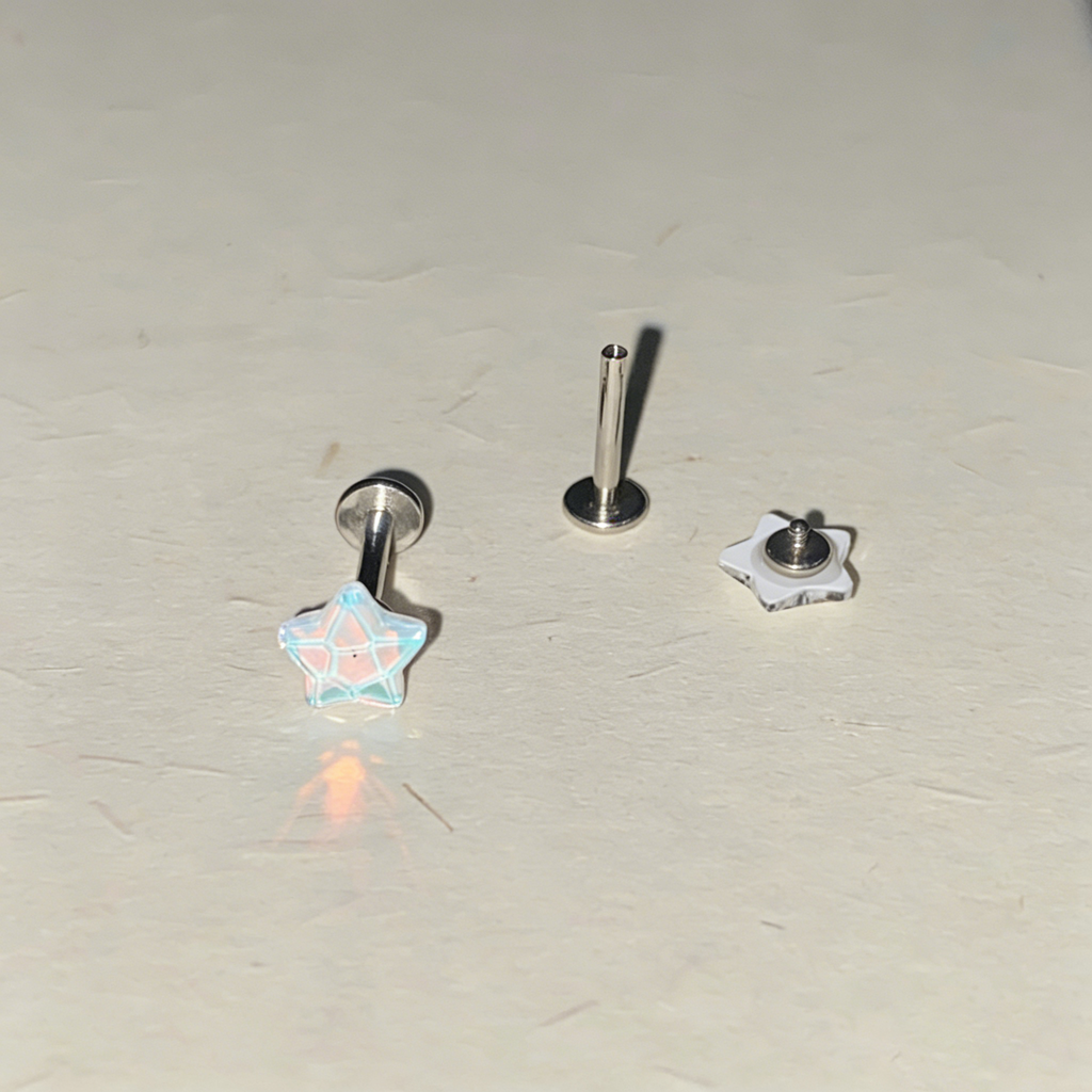Cute Bubbly Star Titanium Labret Stud - Implant Grade Cartilage & Lip Piercing