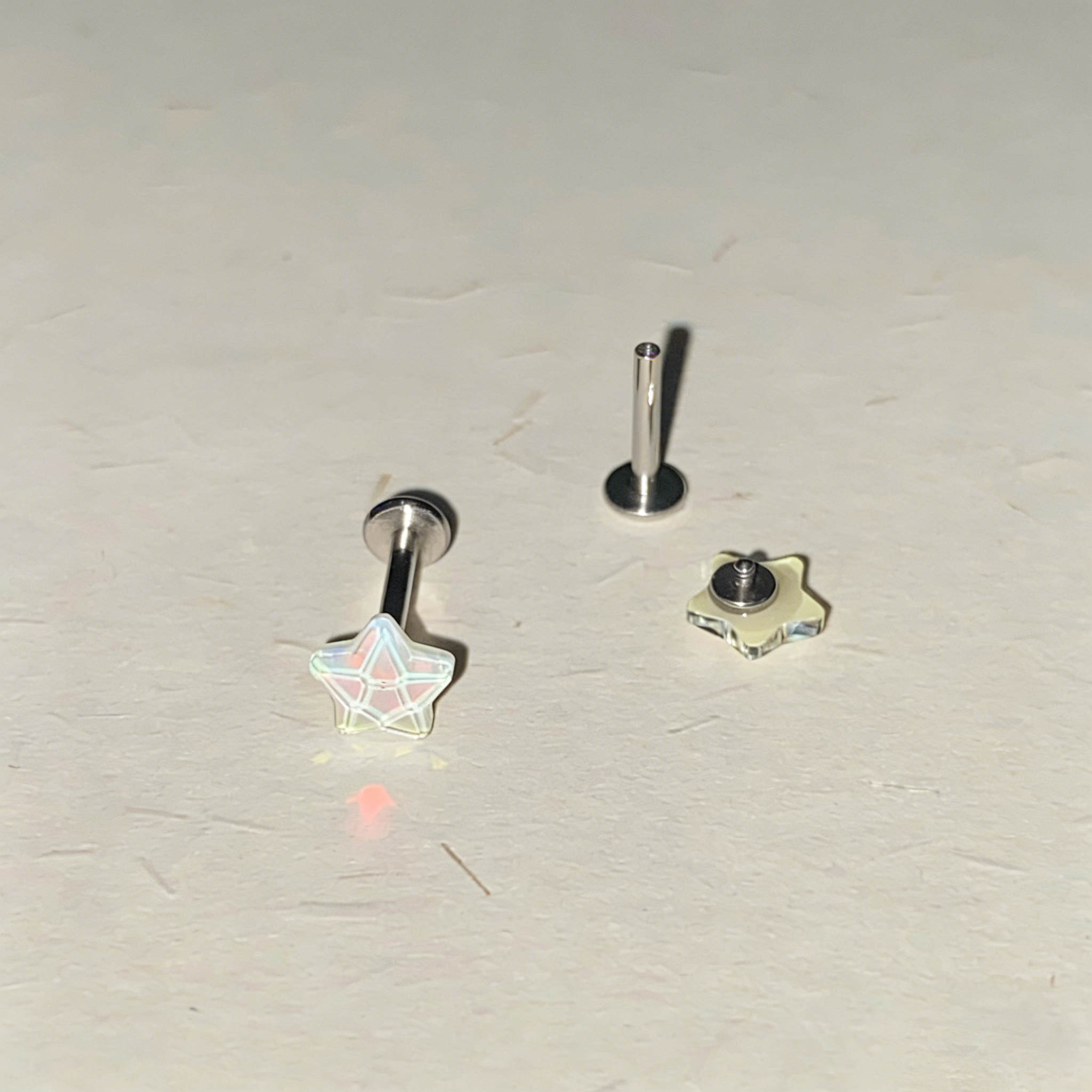 Cute Bubbly Star Titanium Labret Stud - Implant Grade Cartilage & Lip Piercing