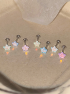 Cute Bubbly Star Titanium Labret Stud - Implant Grade Cartilage & Lip Piercing