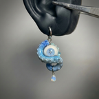 Celestial Cross Cthulhu Eye – Blue Tentacle Earrings