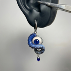 Cthulhu Eye – Vertical Pupil Octopus Tentacle Earrings in Sky & Teal Blue