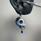 Cthulhu Eye – Pupil Detail Octopus Tentacle Earrings in Sky & Teal Blue
