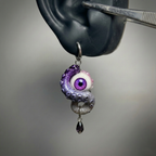 Cthulhu Eye – Pupil Detail Octopus Tentacle Earrings in Sky & Teal Blue