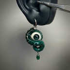 Cthulhu Eye – Pupil Detail Octopus Tentacle Earrings in Sky & Teal Blue