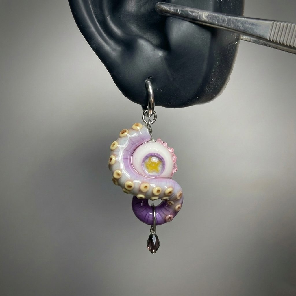 Mystic Star Cthulhu Eye – Purple Tentacle Earrings
