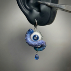 Cthulhu Eye – Heart Detail Octopus Tentacle Earrings in Blue & Pink