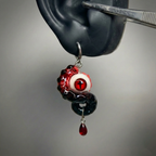 Blood Moon Cthulhu Eye – Crimson Tentacle Earrings with Cross Vertical Pupil