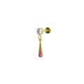 Rainbow Teardrop pendant CZ Dangle Titanium Ear Studs - Rainbow Teardrop pendant CZ Dangle Titanium Ear Studs - Pink-Yellow Gradient / 6mm by CRUXJEWELRY