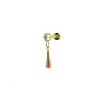 Rainbow Teardrop pendant CZ Dangle Titanium Ear Studs - Rainbow Teardrop pendant CZ Dangle Titanium Ear Studs - Pink-Yellow Gradient / 6mm by CRUXJEWELRY