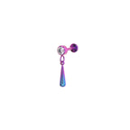 Rainbow Teardrop pendant CZ Dangle Titanium Ear Studs - Rainbow Teardrop pendant CZ Dangle Titanium Ear Studs - Pink-Purple Gradient / 6mm by CRUXJEWELRY