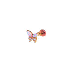 Opal Colorful Butterfly Titanium Lip Ring - Opal Colorful Butterfly Titanium Lip Ring - Pink / 6mm by CRUXJEWELRY