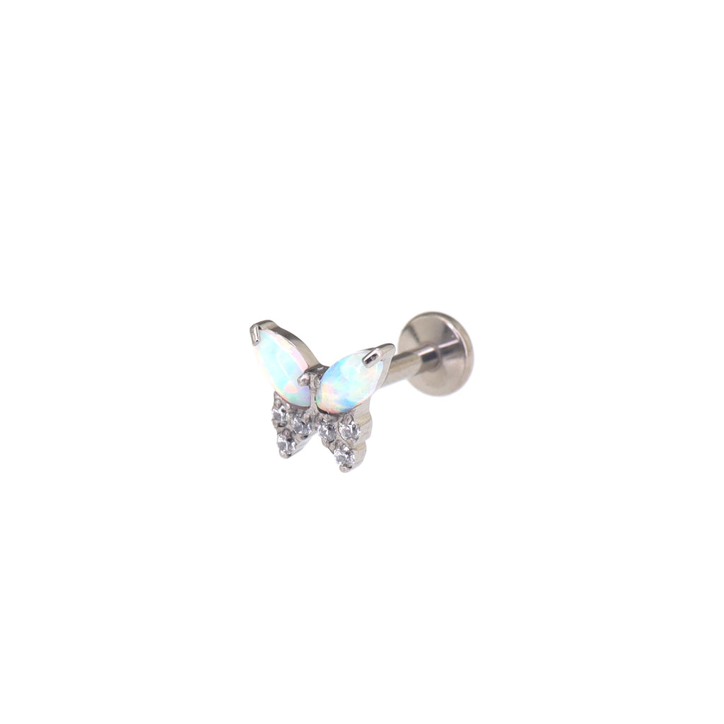Opal Colorful Butterfly Titanium Lip Ring - Opal Colorful Butterfly Titanium Lip Ring - Sliver / 6mm by CRUXJEWELRY