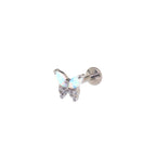 Opal Colorful Butterfly Titanium Lip Ring - Opal Colorful Butterfly Titanium Lip Ring - Sliver / 6mm by CRUXJEWELRY