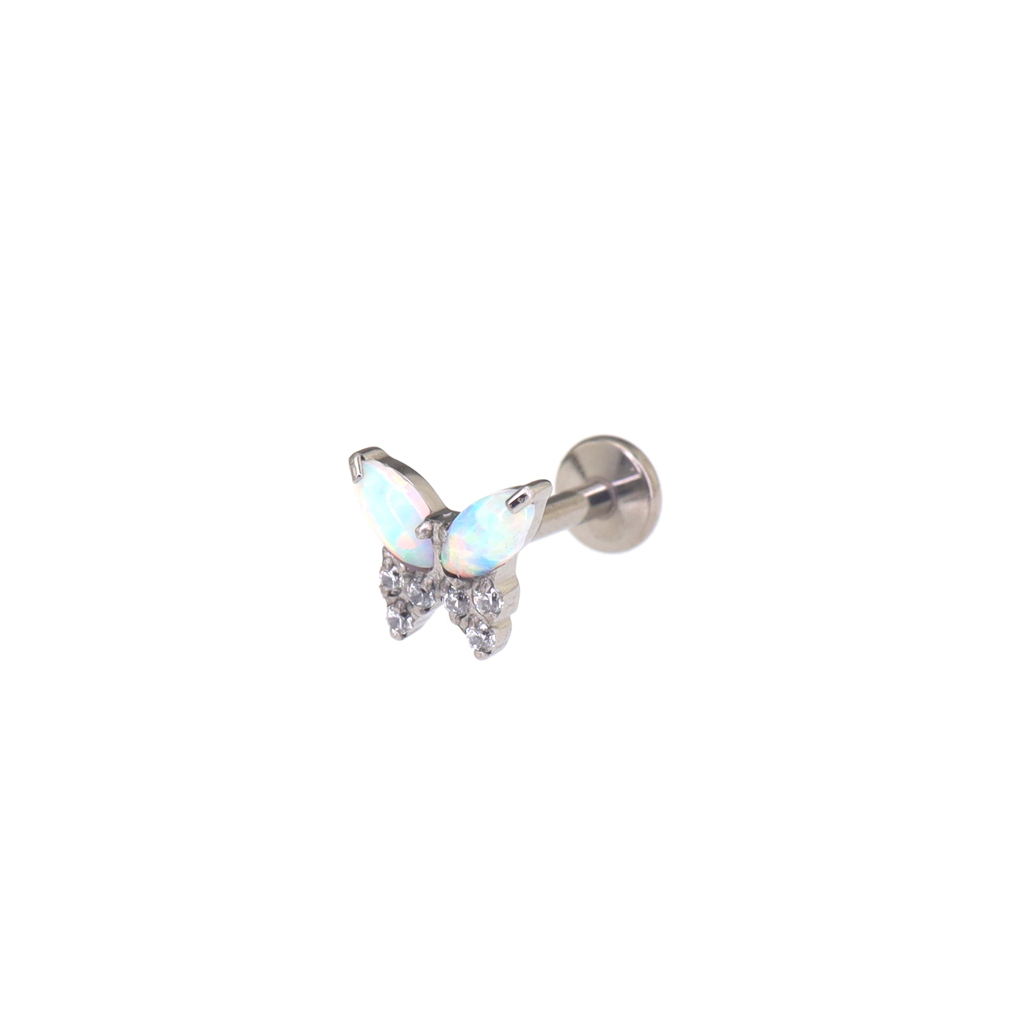 Opal Colorful Butterfly Titanium Lip Ring - Opal Colorful Butterfly Titanium Lip Ring - Sliver / 6mm by CRUXJEWELRY