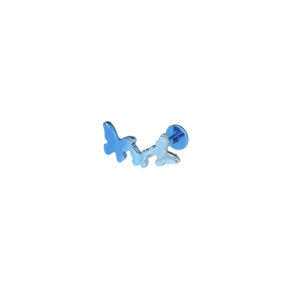 3D Triple Butterfly Titanium Ear Studs - 3D Triple Butterfly Titanium Ear Studs - Blue-White Gradient / 6mm by CRUXJEWELRY