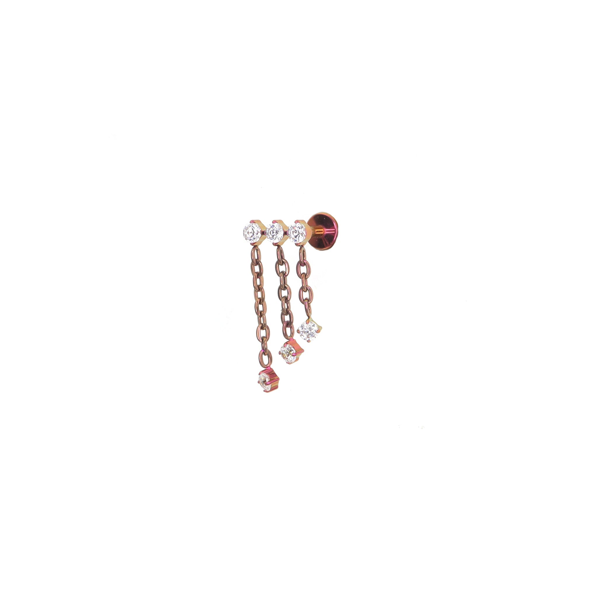 Triple Drop CZ Titanium Ear Studs - Triple Drop CZ Titanium Ear Studs - Pink / 6mm by CRUXJEWELRY