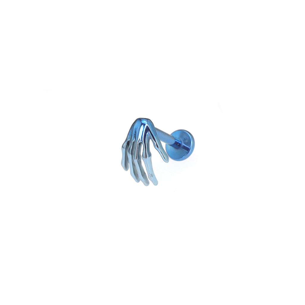 3D Skeleton Hand Internally Threaded Titanium Studs - 3D Skeleton Hand Internally Threaded Titanium Studs - Blue-White Gradient / 6mm by CRUXJEWELRY