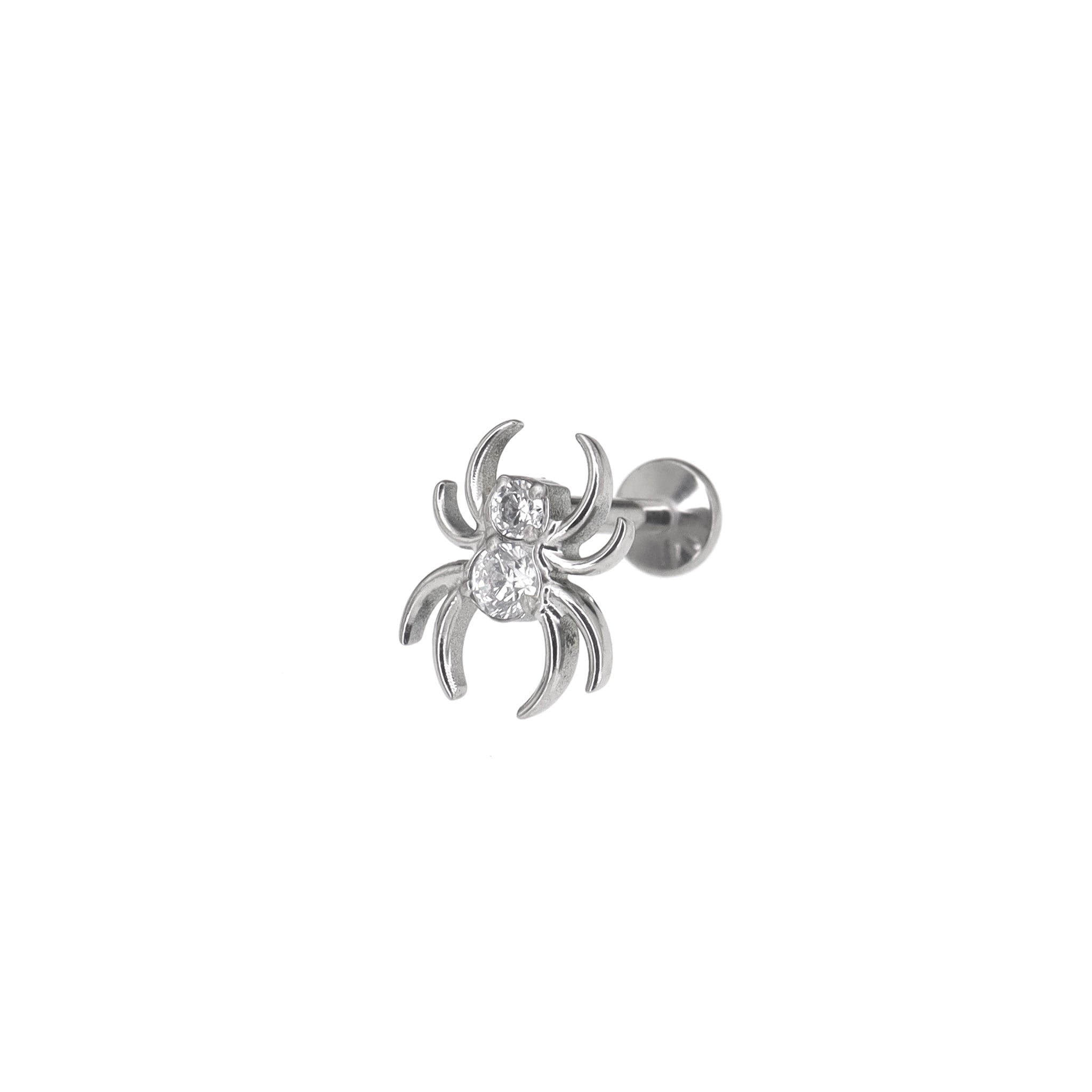 Colorful Spider Internally Threaded Titanium Ear Studs - Colorful Spider Internally Threaded Titanium Ear Studs - White / 6mm by CRUXJEWELRY