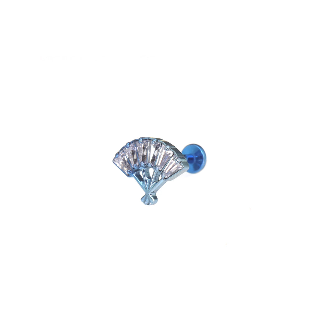 Eastern Aesthetics - FAN CZ Internally Threaded Titanium Ear Studs - Eastern Aesthetics - FAN CZ Internally Threaded Titanium Ear Studs - Blue-White Gradient / 6mm by CRUXJEWELRY