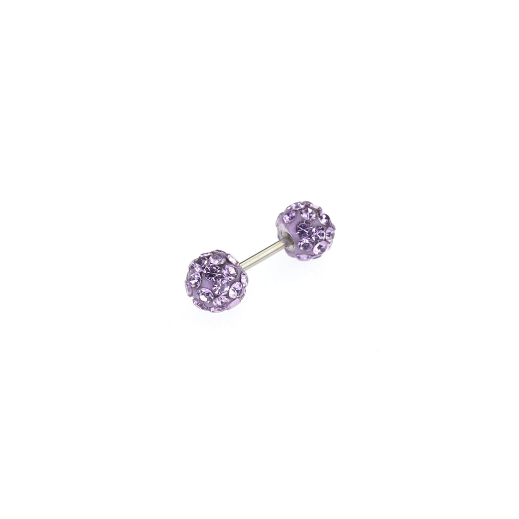 Iridescent Double Full-CZ Ball Stainless Steel Ear Barbell - Iridescent Double Full-CZ Ball Stainless Steel Ear Barbell - Purple / Single / 4mm by CRUXJEWELRY
