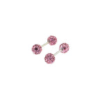 Iridescent Double Full-CZ Ball Stainless Steel Ear Barbell - Iridescent Double Full-CZ Ball Stainless Steel Ear Barbell - Pink / Set / 4mm by CRUXJEWELRY