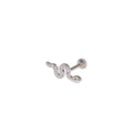 Curved Snake CZ Internally Threaded Titanium Ear Studs - Curved Snake CZ Internally Threaded Titanium Ear Studs - Sliver / 6mm by CRUXJEWELRY