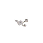 Curved Snake CZ Internally Threaded Titanium Ear Studs - Curved Snake CZ Internally Threaded Titanium Ear Studs - Sliver / 6mm by CRUXJEWELRY