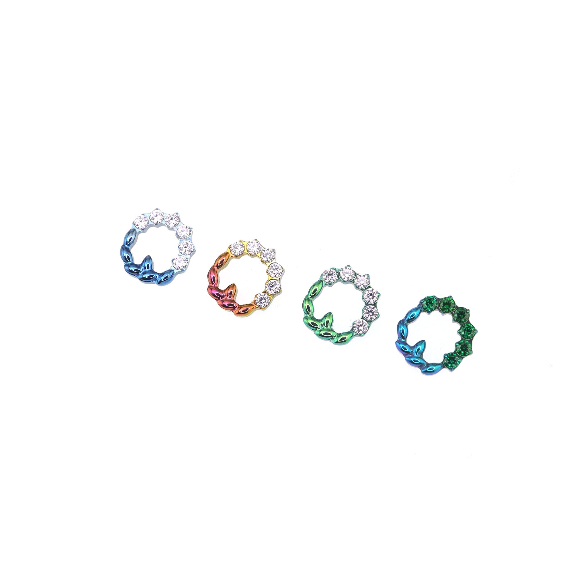 Floral Halo CZ Titanium Ear Studs - Floral Halo CZ Titanium Ear Studs - Pink-Yellow Gradient / 6mm by CRUXJEWELRY