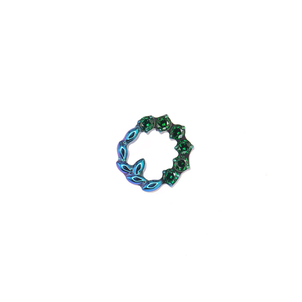 Floral Halo CZ Titanium Ear Studs - Floral Halo CZ Titanium Ear Studs - Blue-Green Gradient / 6mm by CRUXJEWELRY