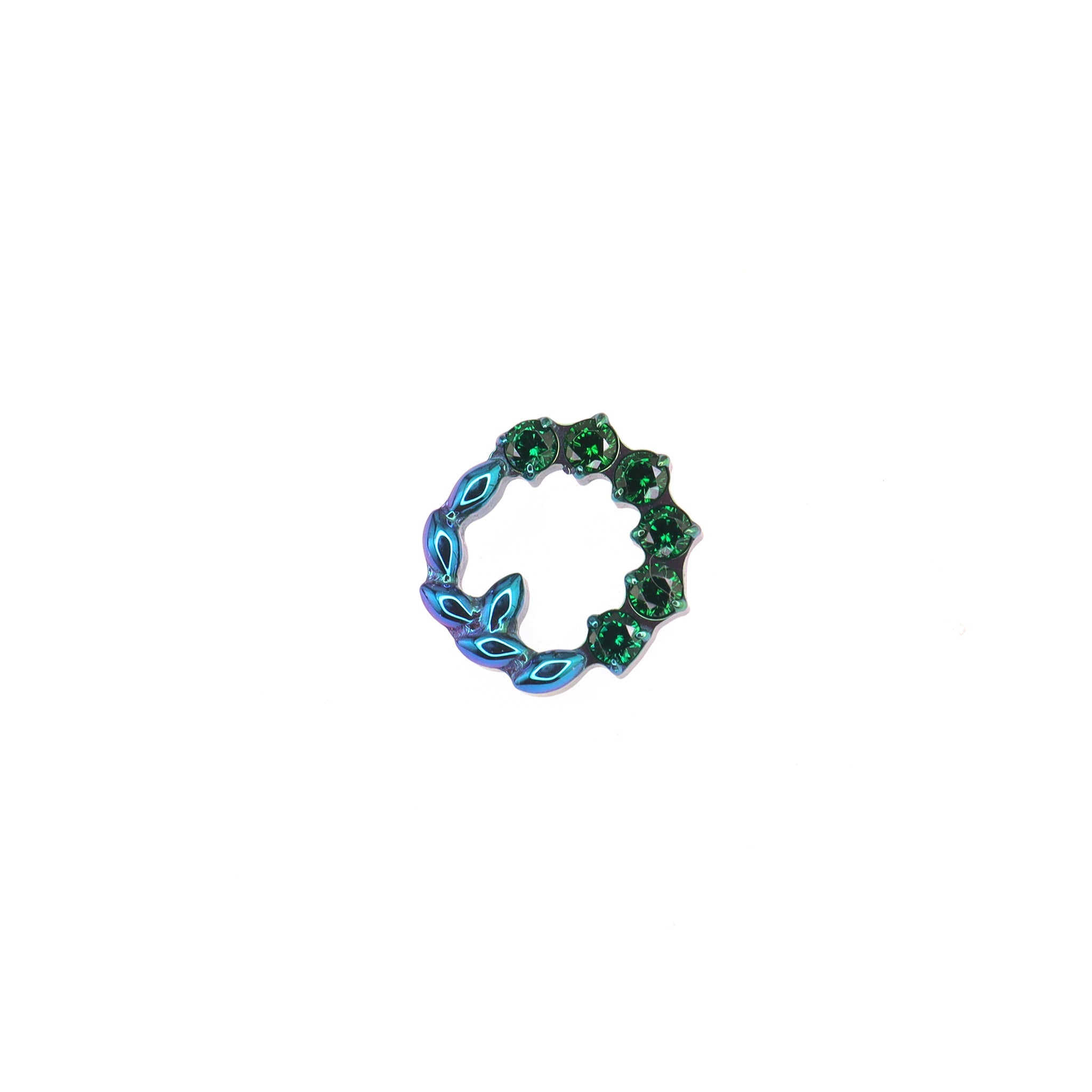 Floral Halo CZ Titanium Ear Studs - Floral Halo CZ Titanium Ear Studs - Blue-Green Gradient / 6mm by CRUXJEWELRY