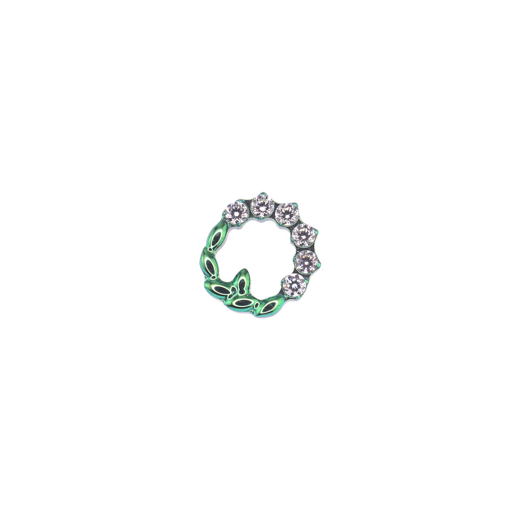 Floral Halo CZ Titanium Ear Studs - Floral Halo CZ Titanium Ear Studs - Green-White Gradient / 6mm by CRUXJEWELRY