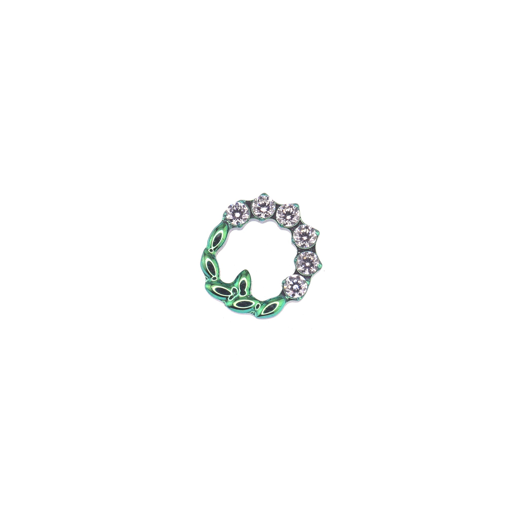 Floral Halo CZ Titanium Ear Studs - Floral Halo CZ Titanium Ear Studs - Green-White Gradient / 6mm by CRUXJEWELRY