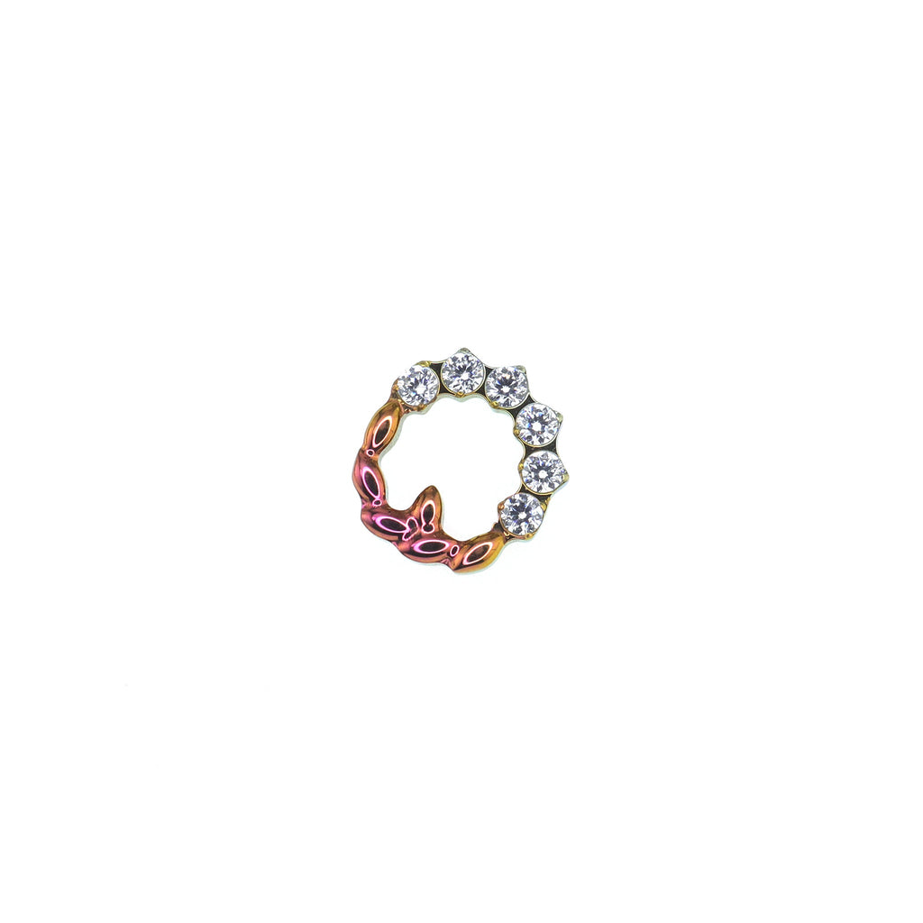 Floral Halo CZ Titanium Ear Studs - Floral Halo CZ Titanium Ear Studs - Pink-Yellow Gradient / 6mm by CRUXJEWELRY