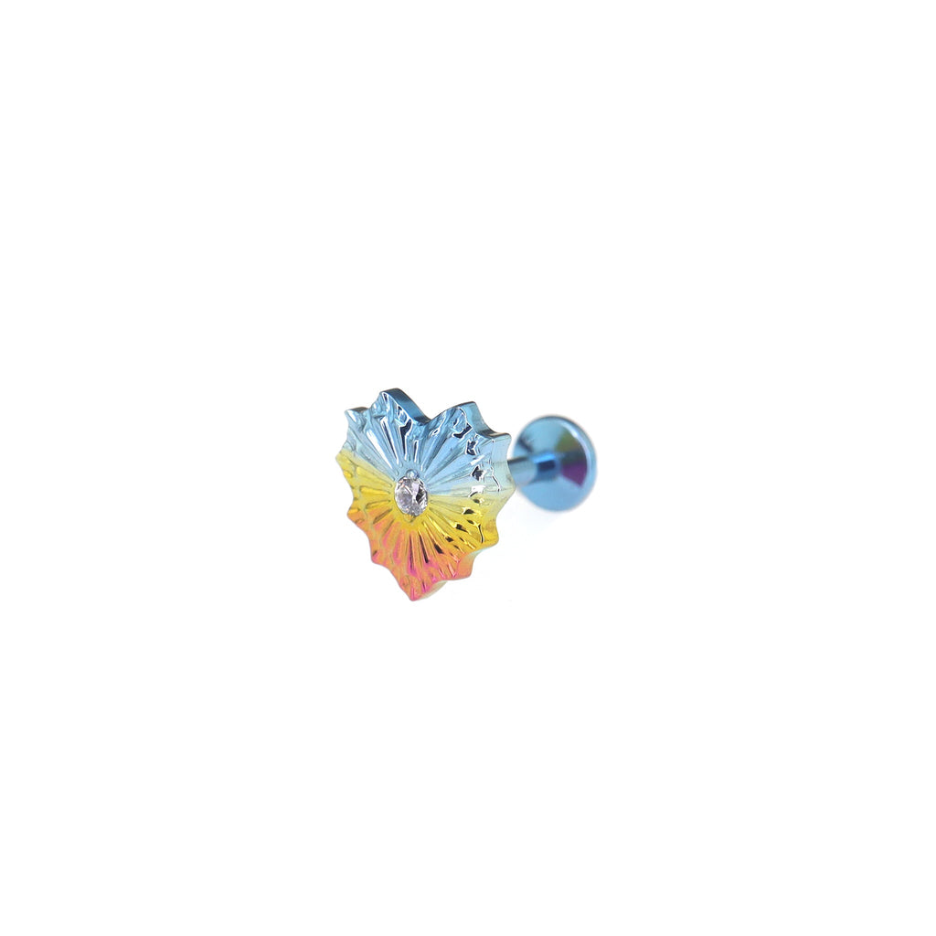 Engraved Lace Heart CZ Titanium Ear Studs - Engraved Lace Heart CZ Titanium Ear Studs - Rainbow / 6mm by CRUXJEWELRY