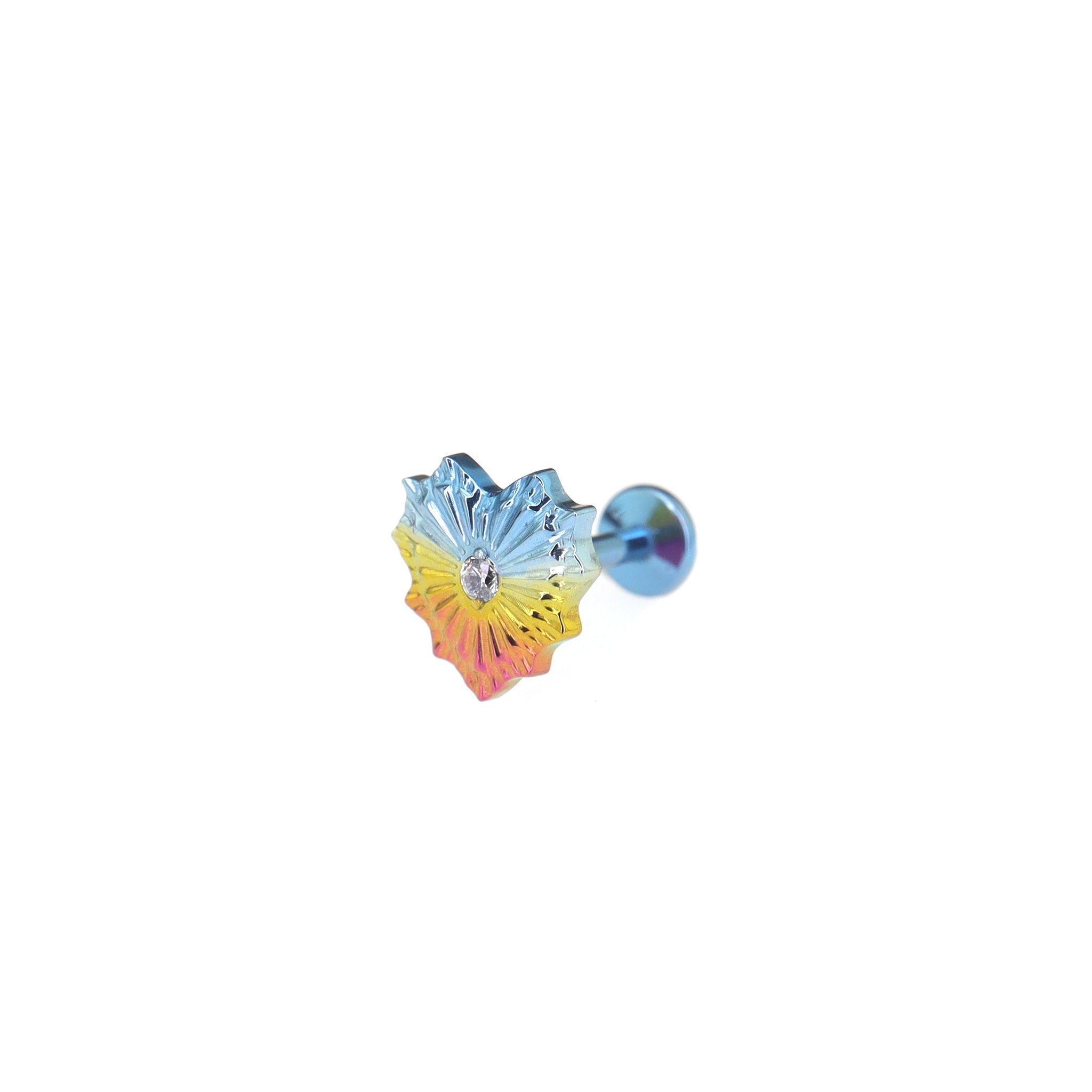 Engraved Lace Heart CZ Titanium Ear Studs - Engraved Lace Heart CZ Titanium Ear Studs - Rainbow / 6mm by CRUXJEWELRY