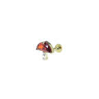 Cute Small Mushroom CZ Internally Threaded Titanium Ear Studs - Cute Small Mushroom CZ Internally Threaded Titanium Ear Studs - 6mm by CRUXJEWELRY