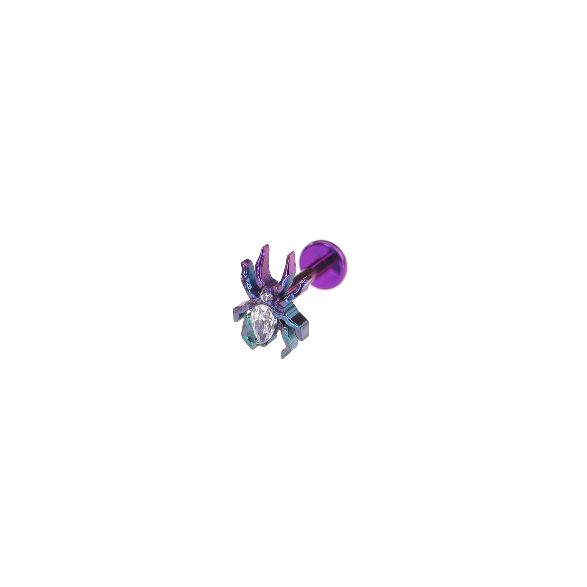 Rainbow CZ Spider Internally Threaded Titanium Studs - Rainbow CZ Spider Internally Threaded Titanium Studs - purple-blue-gradient-2 / 6mm by CRUXJEWELRY
