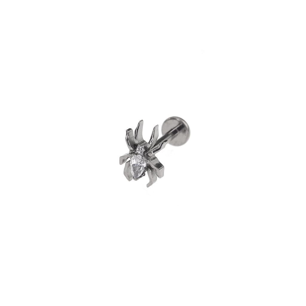 Rainbow CZ Spider Internally Threaded Titanium Studs - Rainbow CZ Spider Internally Threaded Titanium Studs - white-jade / 6mm by CRUXJEWELRY