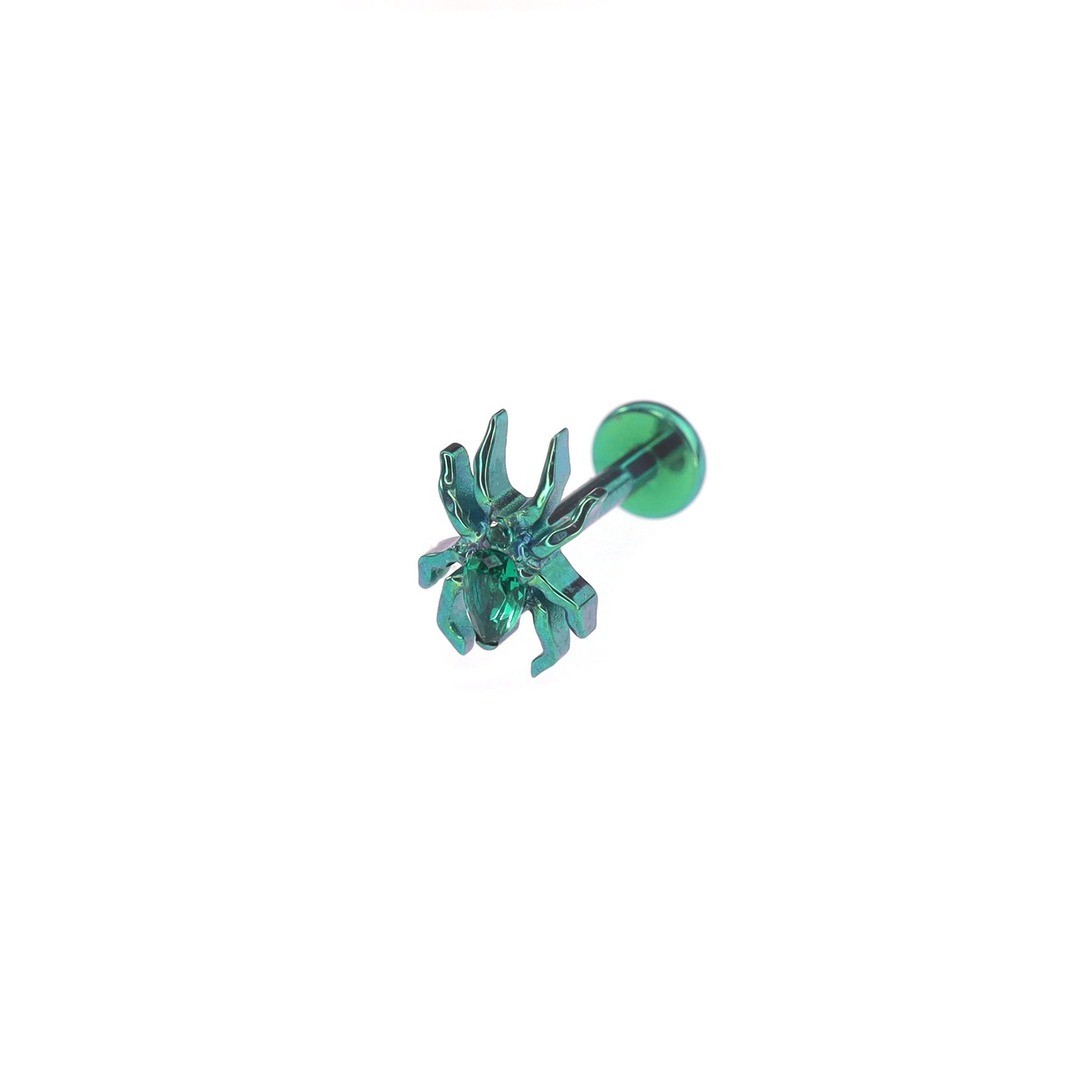 Rainbow CZ Spider Internally Threaded Titanium Studs - Rainbow CZ Spider Internally Threaded Titanium Studs - green-1 / 6mm by CRUXJEWELRY